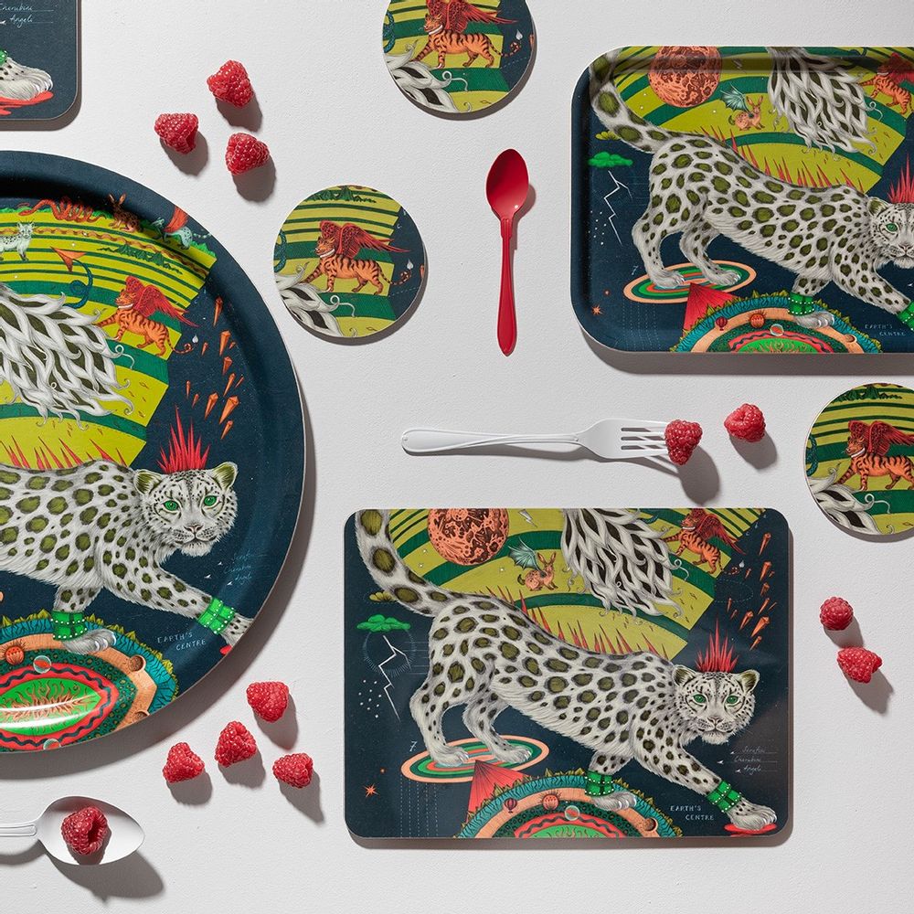 Dessous de plat - Snow Leopard/Forest - Plateau - Set de table - Sous-verre - JAMIDA OF SWEDEN