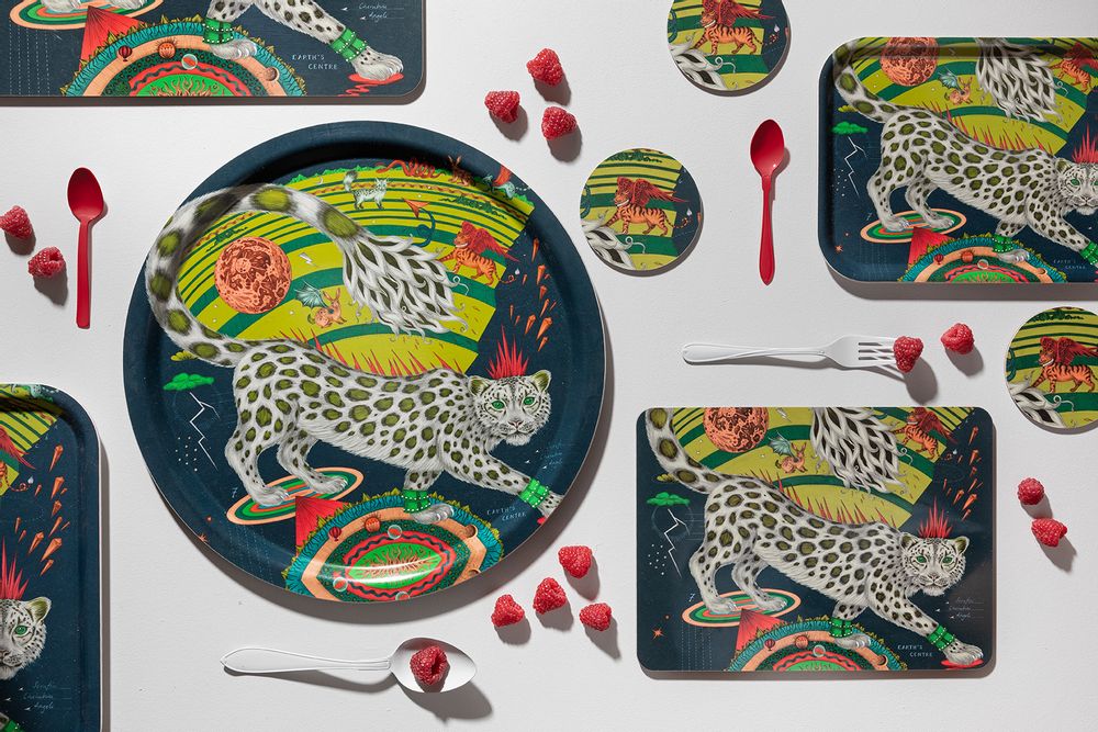 Dessous de plat - Snow Leopard/Forest - Plateau - Set de table - Sous-verre - JAMIDA OF SWEDEN