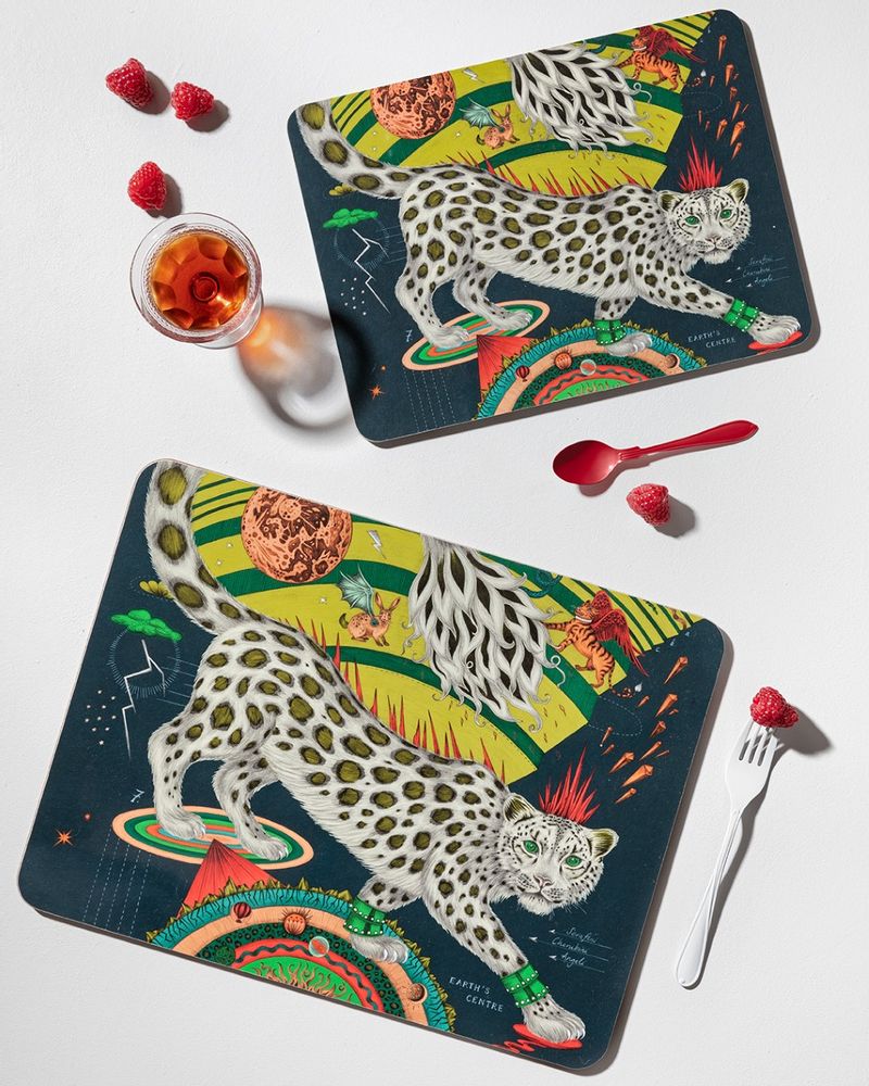 Dessous de plat - Snow Leopard/Forest - Plateau - Set de table - Sous-verre - JAMIDA OF SWEDEN