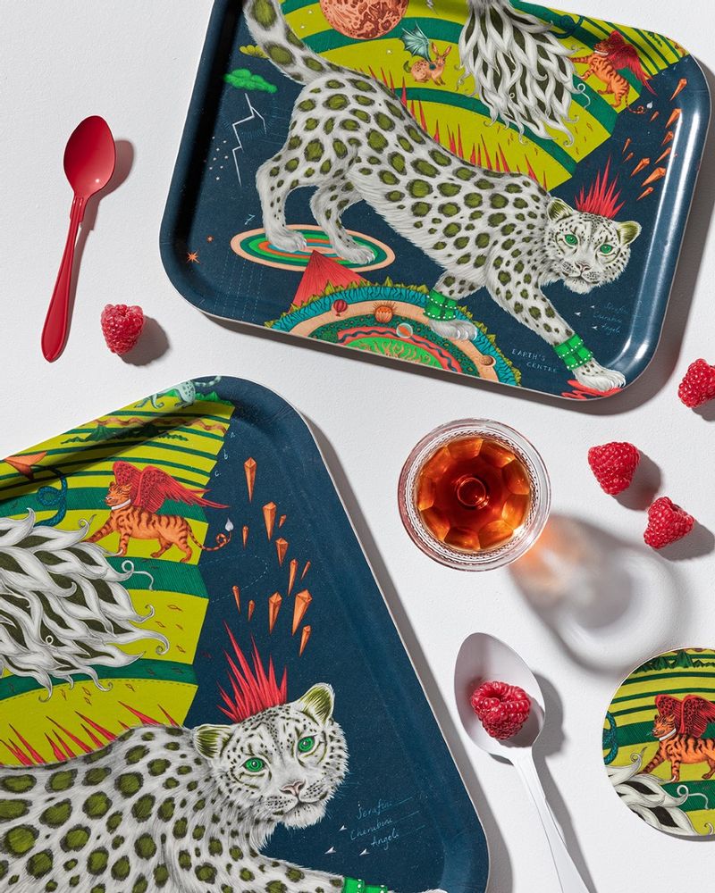 Dessous de plat - Snow Leopard/Forest - Plateau - Set de table - Sous-verre - JAMIDA OF SWEDEN