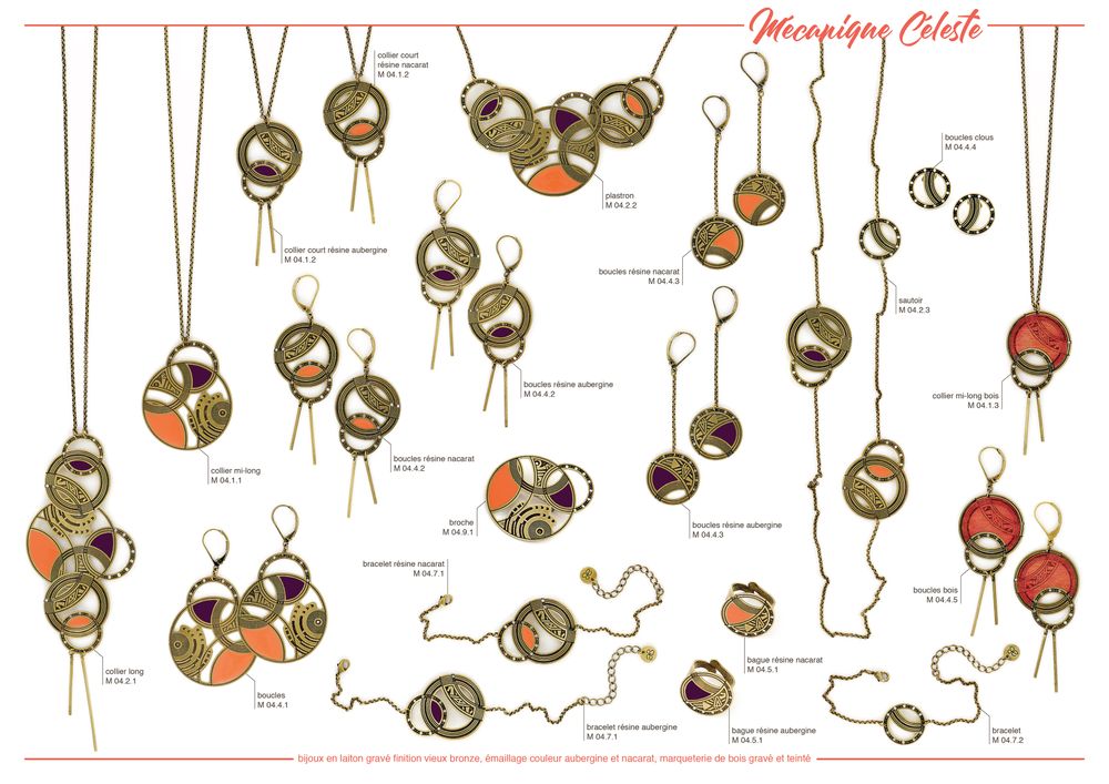 Bijoux - Mécanique Céleste : boucles, bracelets, colliers, bagues et broche. - AMELIE BLAISE
