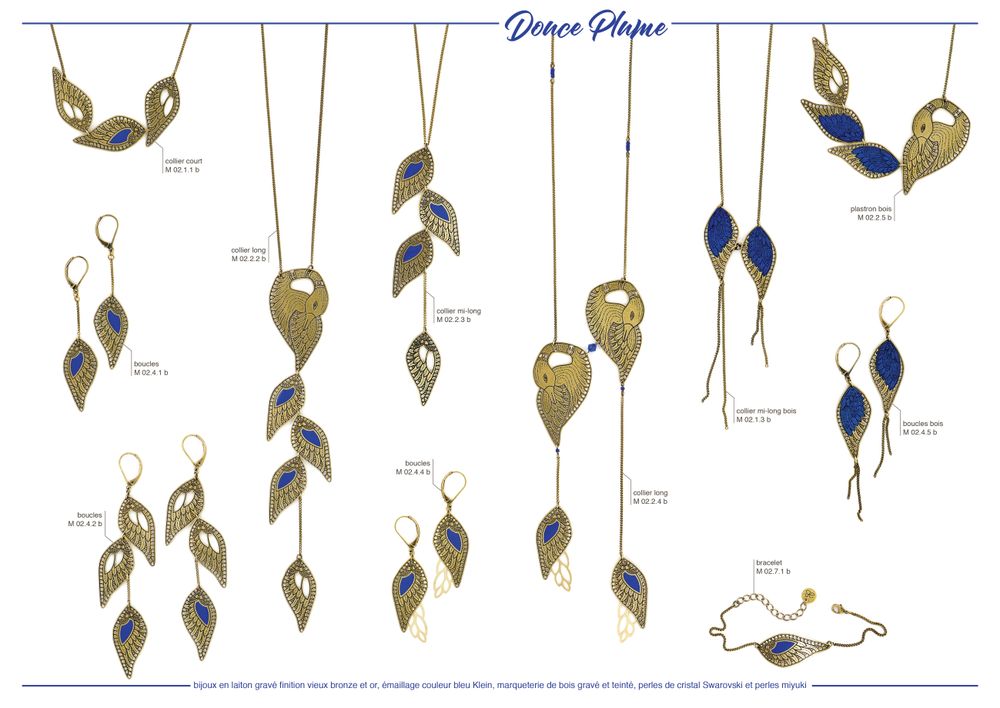 Bijoux - Douce Plume : boucles, bracelets et colliers. - AMELIE BLAISE