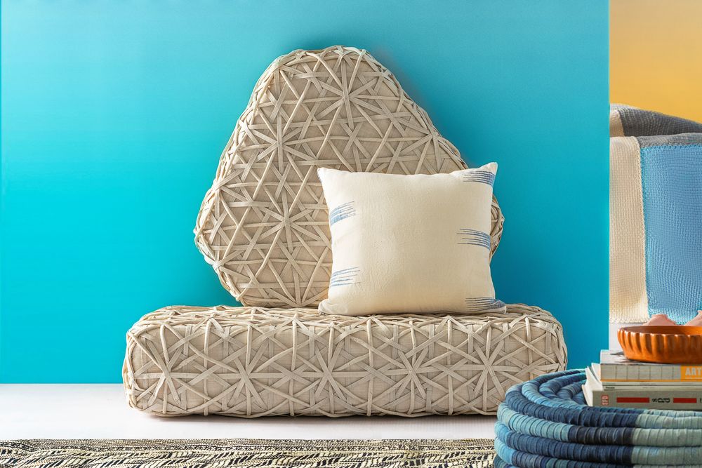 Fabric cushions - TADECO HOME T'nalak Ottoman Pouf - DESIGN PHILIPPINES HOME