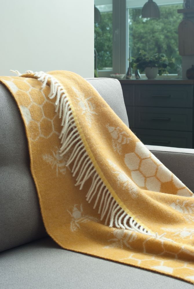 Plaids - Jeté en pure laine Bee - 130 x 190 cm - J.J. TEXTILE LTD