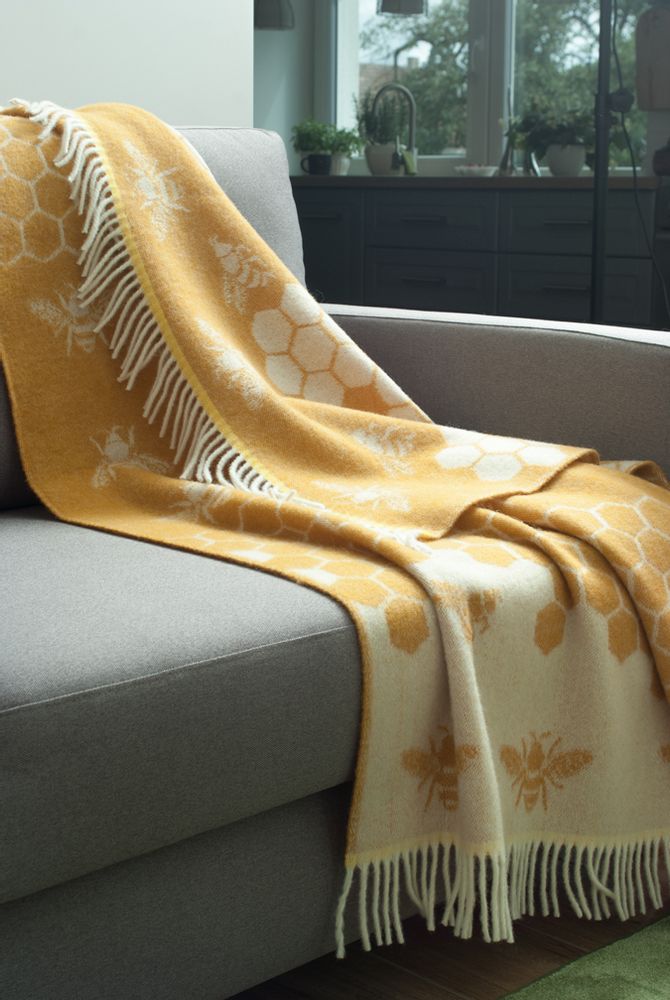 Plaids - Jeté en pure laine Bee - 130 x 190 cm - J.J. TEXTILE LTD