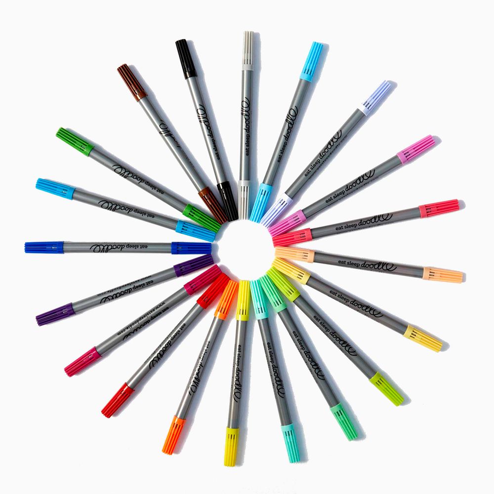 Papeterie bureau - set d'artiste de 20 marqueurs lavables - EATSLEEPDOODLE