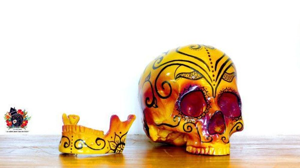 Objets de décoration - Home'Crâne, crâne, crâne xl Calaveras Dia de los muertos Mandala Fuego - L'ATELIER DES CREATEURS