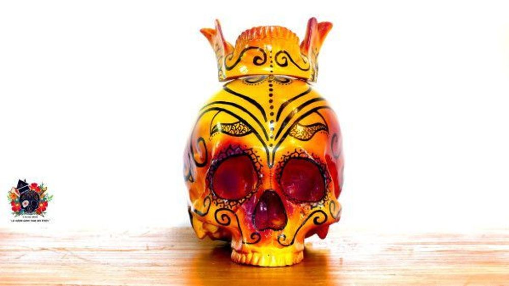 Objets de décoration - Home'Crâne, crâne, crâne xl Calaveras Dia de los muertos Mandala Fuego - L'ATELIER DES CREATEURS