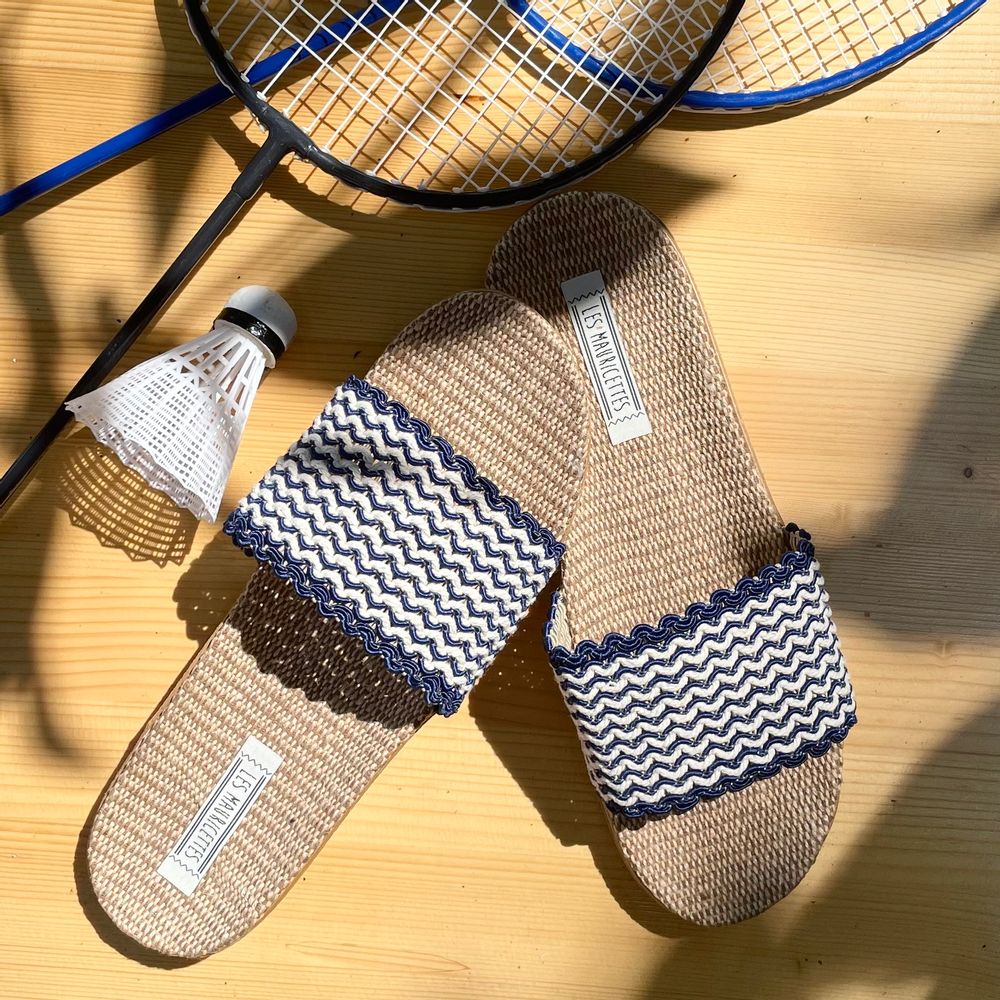 Homewear bien-être - Les Mauricettes de Marthe, claquettes d'été pour femme coloris bleu - LES MAURICETTES