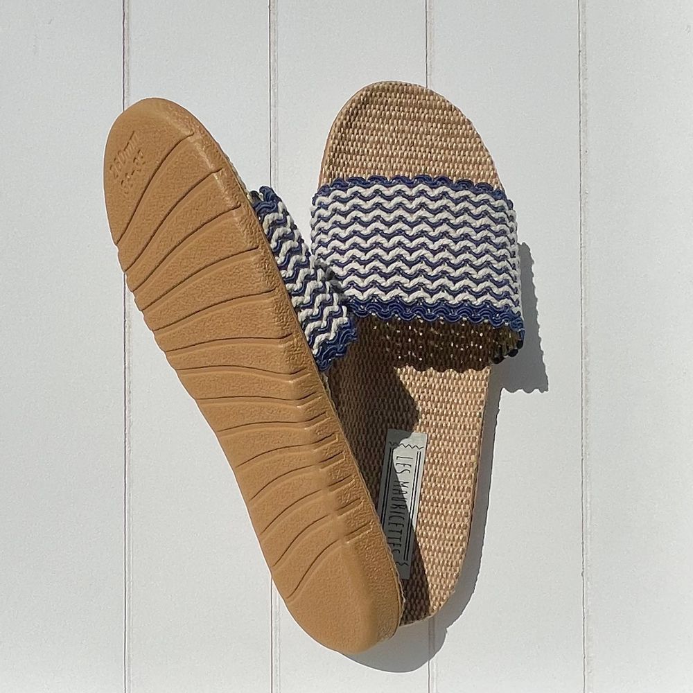Homewear bien-être - Les Mauricettes de Marthe, claquettes d'été pour femme coloris bleu - LES MAURICETTES