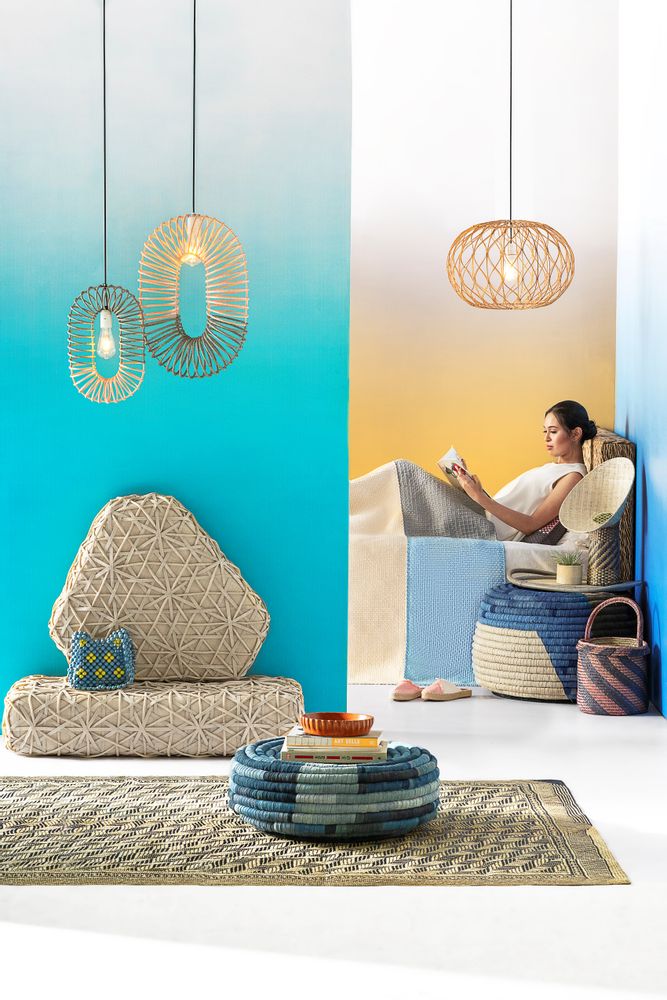 Fabric cushions - TADECO HOME T'nalak Ottoman Pouf - DESIGN PHILIPPINES HOME