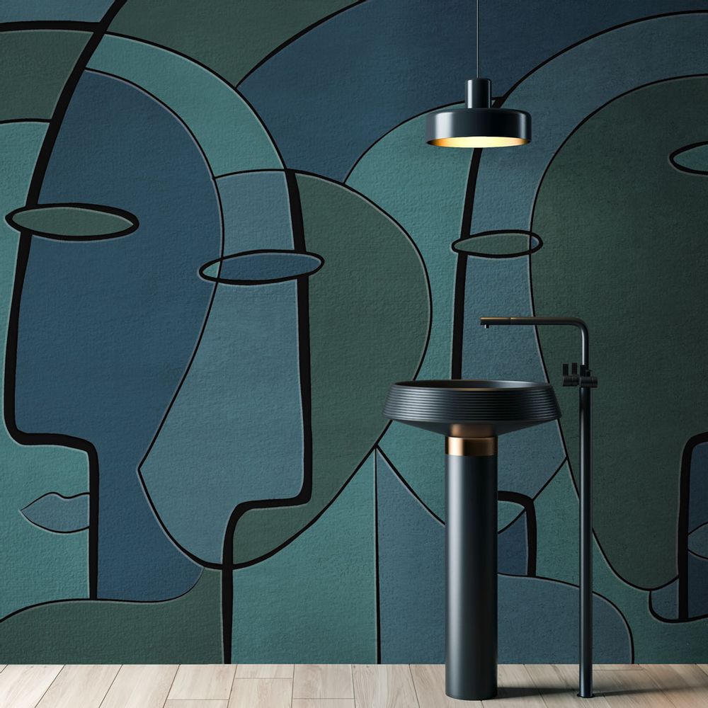 Wallpaper - Innerline Blue Face Wallpaper - LA MAISON MURAEM