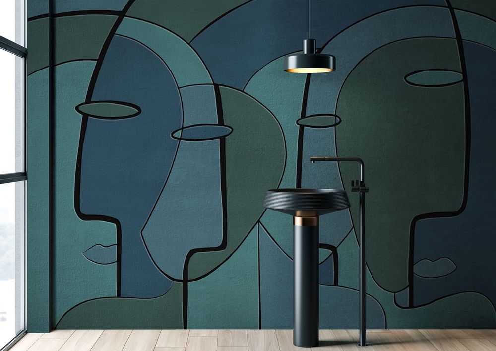 Wallpaper - Innerline Blue Face Wallpaper - LA MAISON MURAEM
