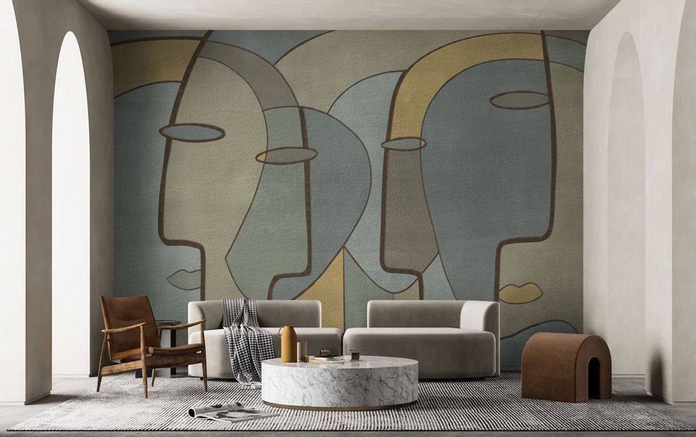 Wallpaper - Innerline Greendy Green Faces Luxury Wallpaper - LA MAISON MURAEM
