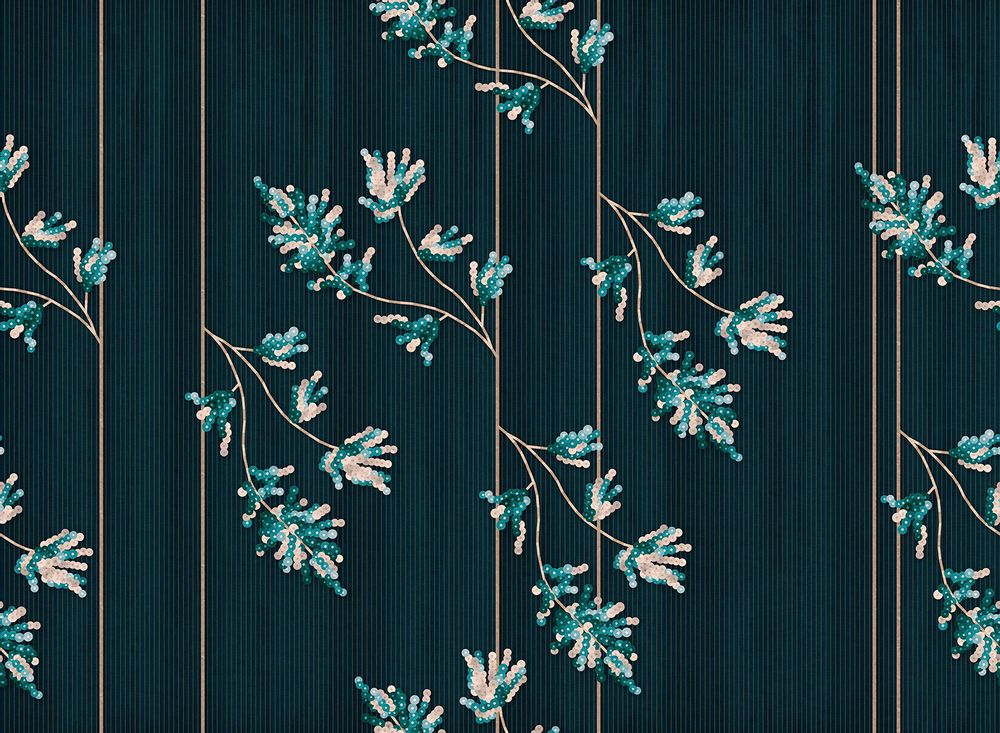 Papiers peints - Papier peint haut de gamme bleu Broderet - LA MAISON MURAEM