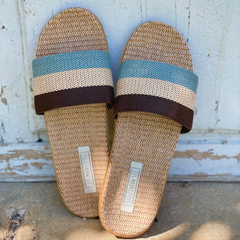 Chaussures - Les Mauricettes d'Yvette, claquettes rayées femme - LES MAURICETTES