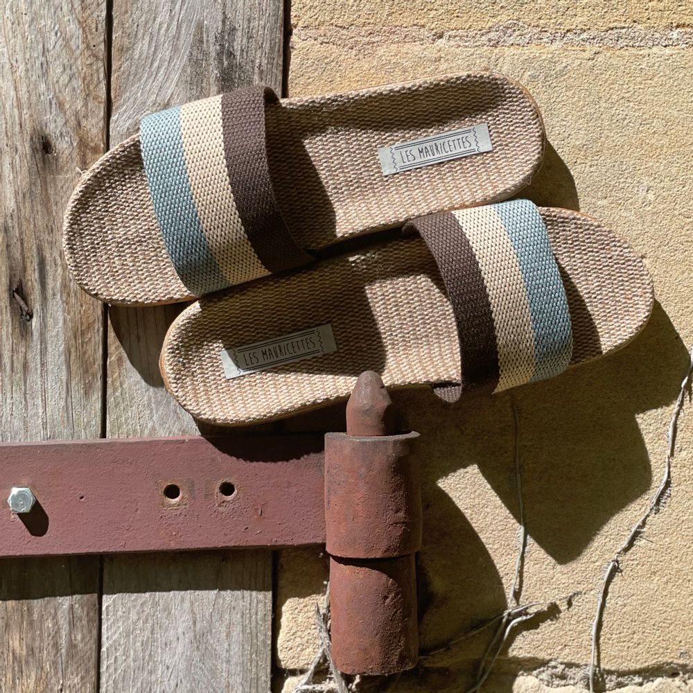 Chaussures - Les Mauricettes d'Yvette, claquettes rayées femme - LES MAURICETTES