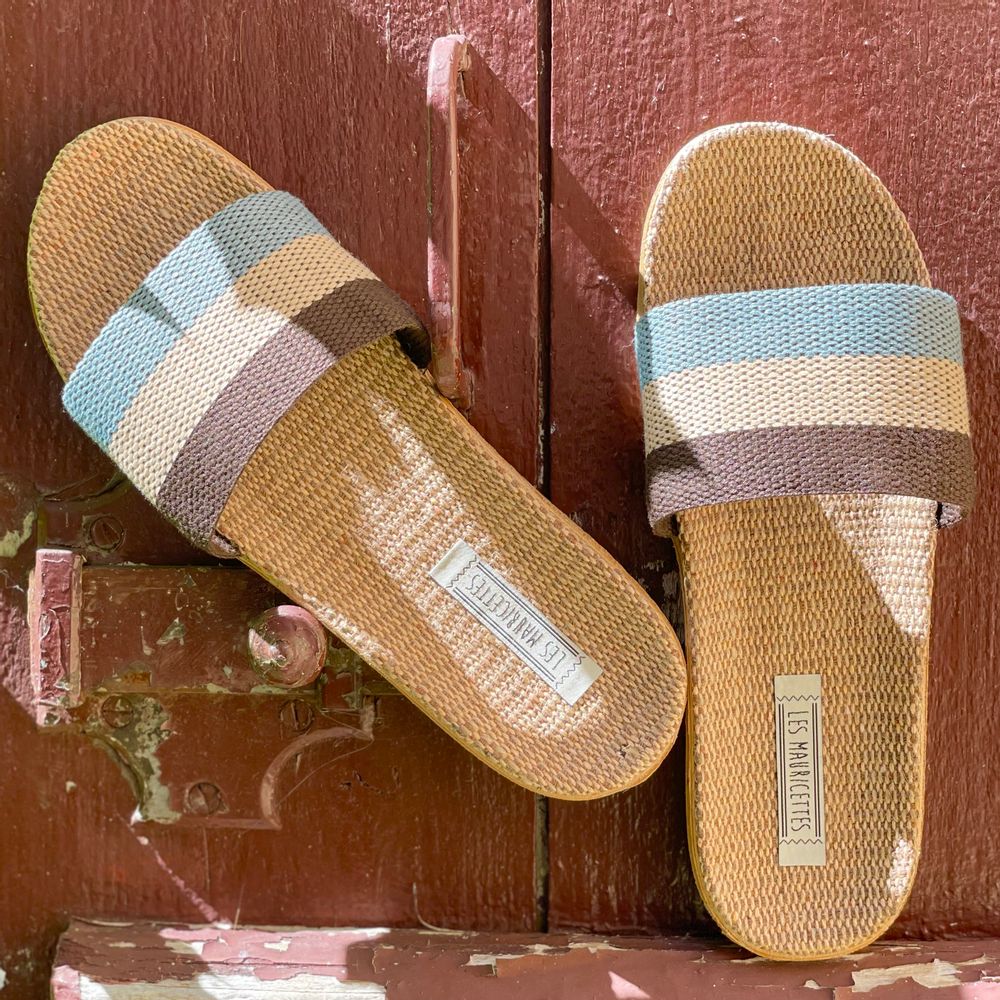 Chaussures - Les Mauricettes d'Yvette, claquettes rayées femme - LES MAURICETTES