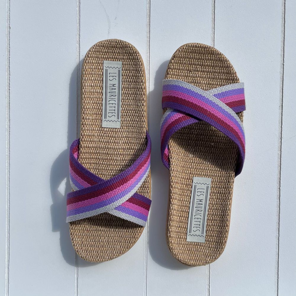 Loungewear - Les Mauricettes d'Eliane, violet crossed women's flip-flops - LES MAURICETTES