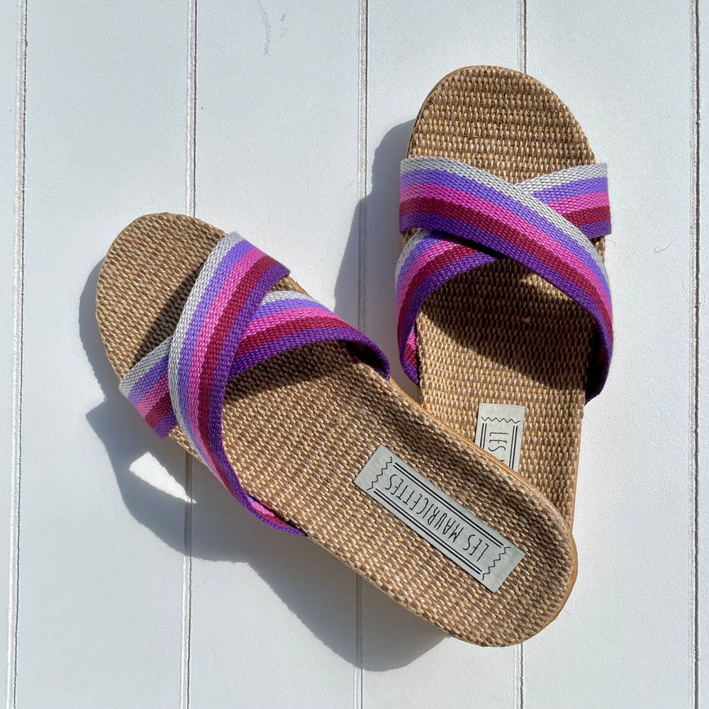 Loungewear - Les Mauricettes d'Eliane, violet crossed women's flip-flops - LES MAURICETTES