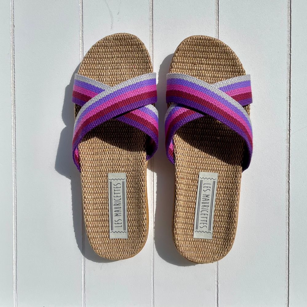 Loungewear - Les Mauricettes d'Eliane, violet crossed women's flip-flops - LES MAURICETTES