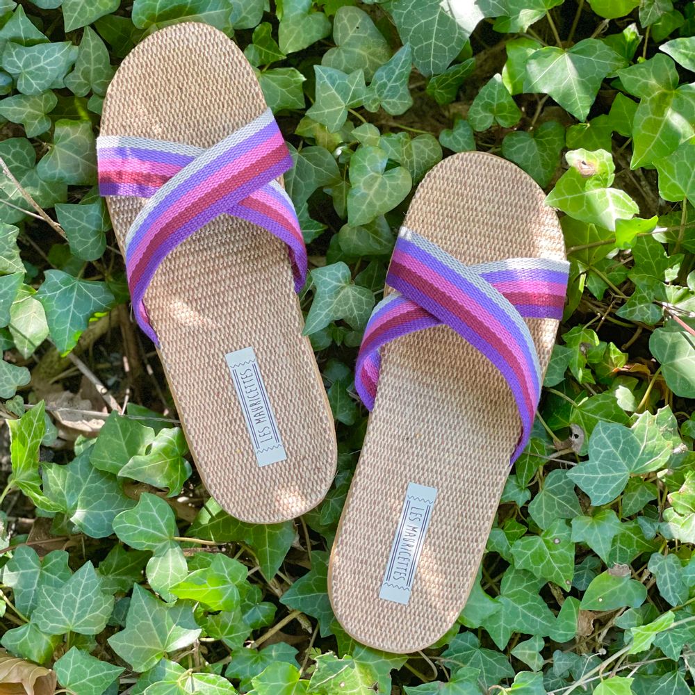 Loungewear - Les Mauricettes d'Eliane, violet crossed women's flip-flops - LES MAURICETTES