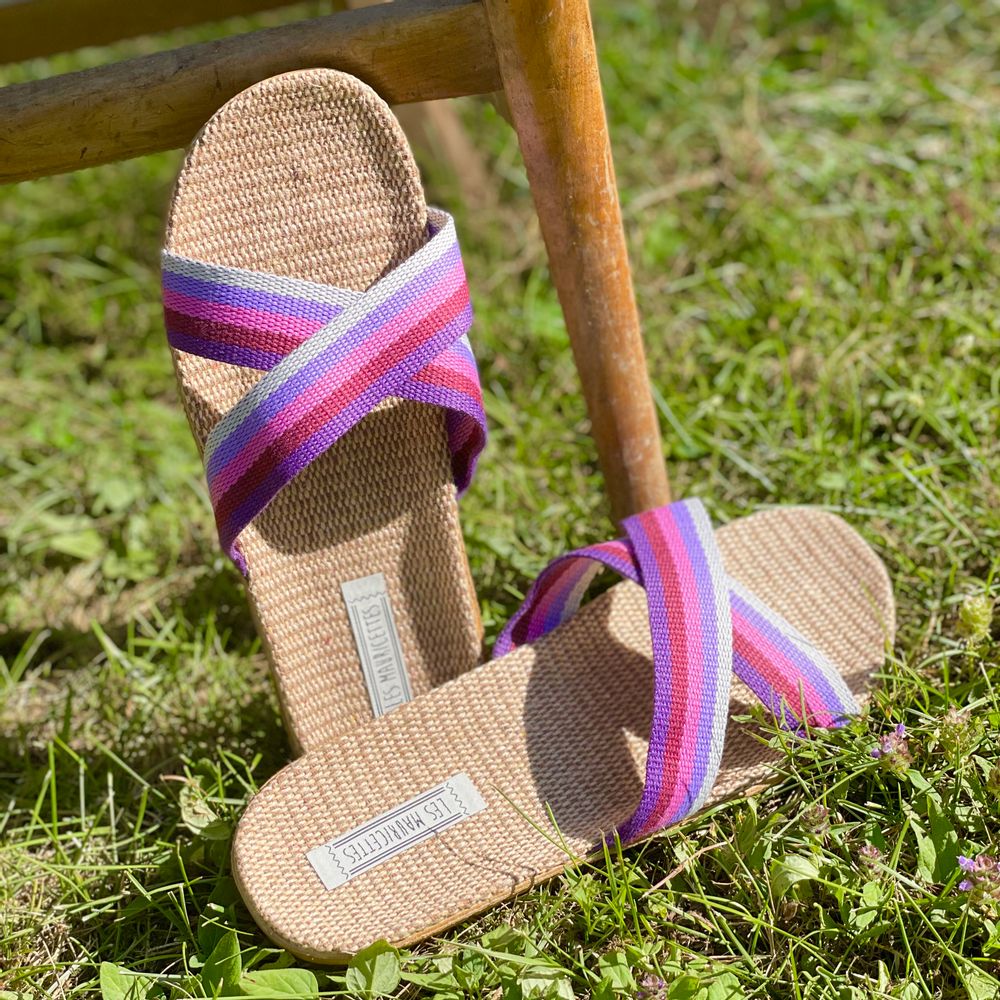 Loungewear - Les Mauricettes d'Eliane, violet crossed women's flip-flops - LES MAURICETTES