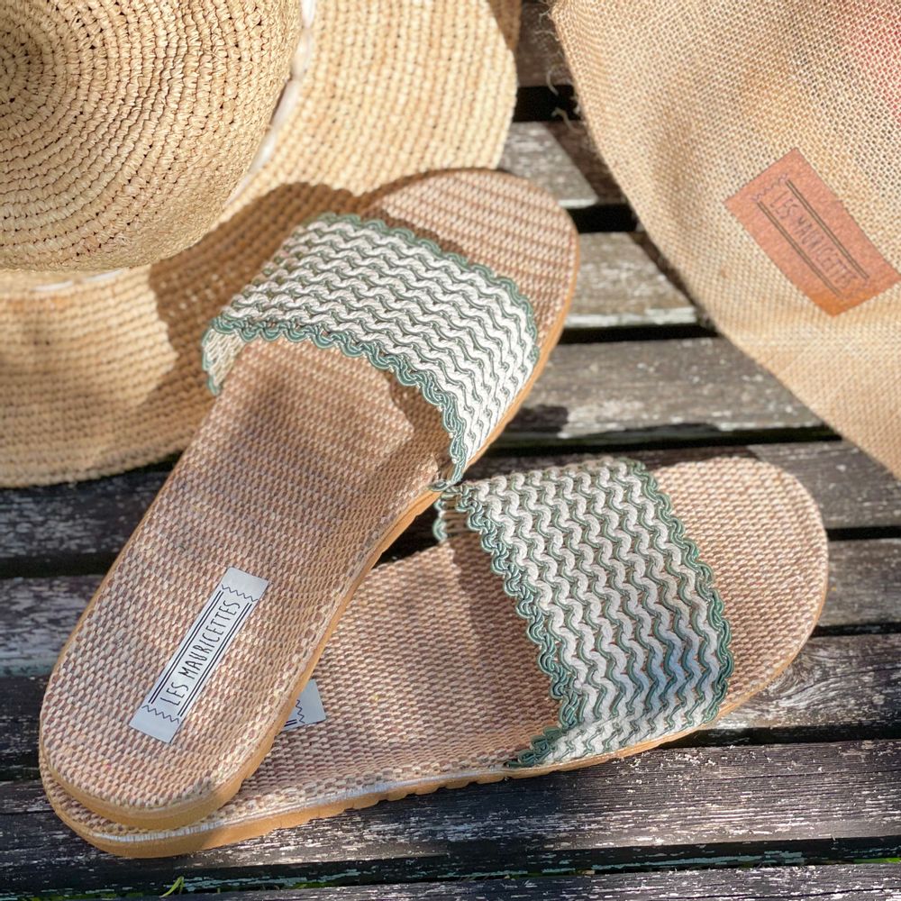 Shoes - Les Mauricettes de Rosette, lightweight khaki women's flip-flops - LES MAURICETTES