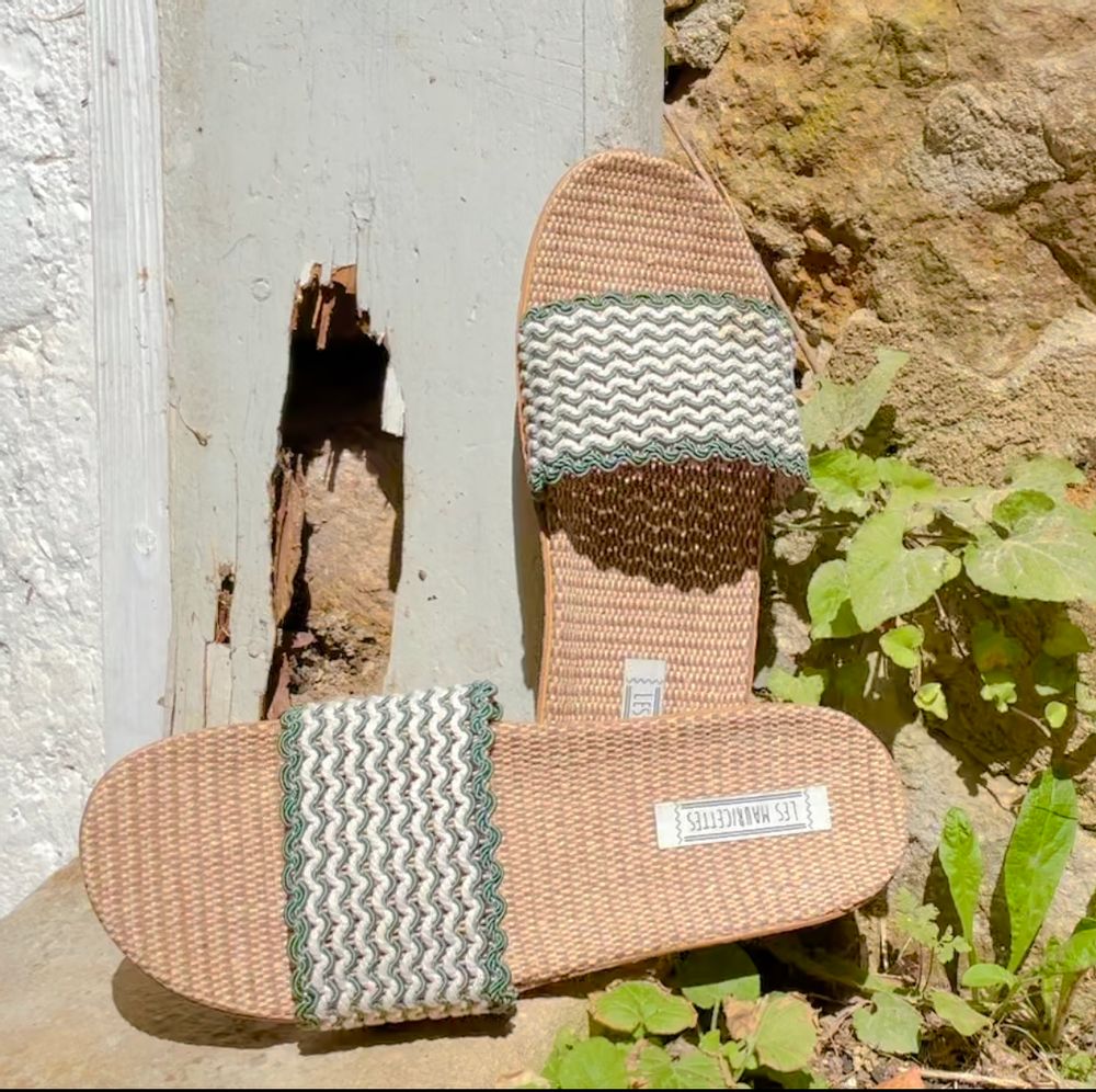 Shoes - Les Mauricettes de Rosette, lightweight khaki women's flip-flops - LES MAURICETTES