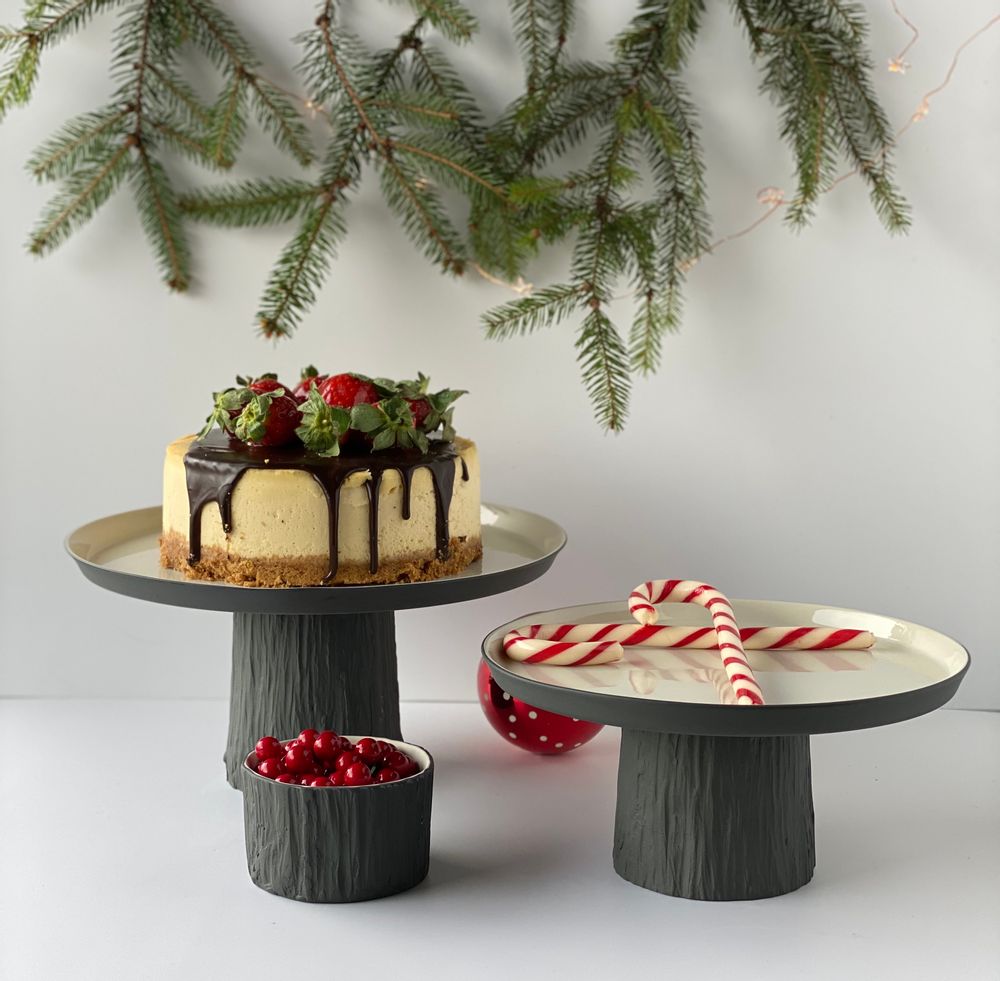 Assiettes au quotidien - Cake Salver Medium, double couleur - ESMA DEREBOY HANDMADE PORCELAIN
