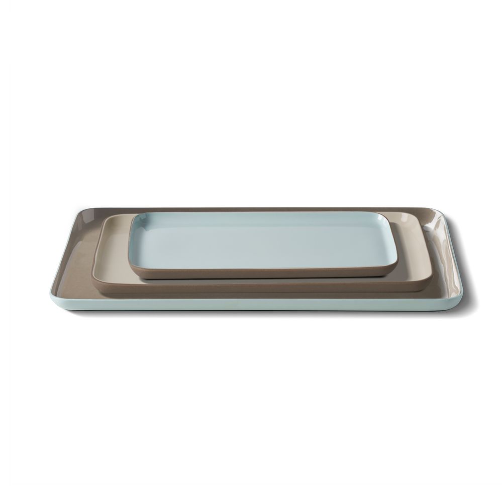 Everyday plates - RECTANGLE Double Color Plate Set - ESMA DEREBOY HANDMADE PORCELAIN