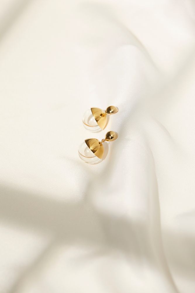 Cadeaux - Boucle d'oreille courte demi-orbe en or - LAJEWEL