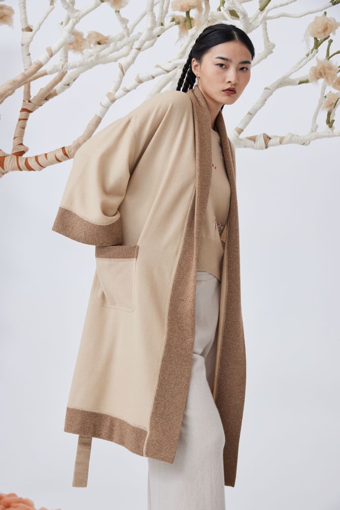 Homewear textile - Peignoir oversize NATUREL non nui en cachemire - SANDRIVER MONGOLIAN CASHMERE