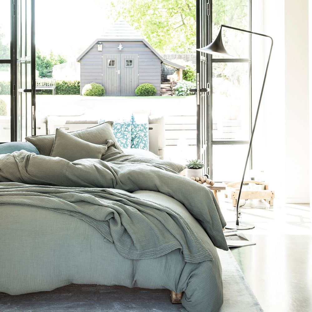 Linge de lit - Simplement gaufré - Double gaze de coton - BLANC CERISE