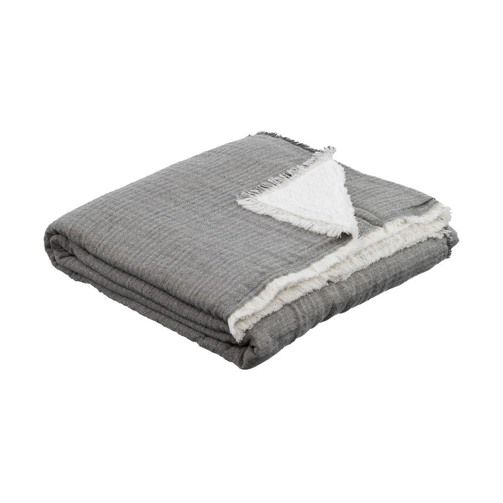 Throw blankets - Celestine cotton gauze throw with sherpa lining - MAISON LILO