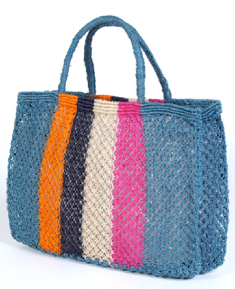 Bags and totes - Jute macrame bag with vertical stripes - MAISON BENGAL