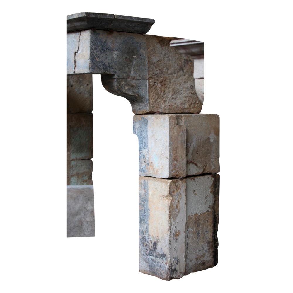 Unique pieces - French Feeling Castle Style Antique Fireplace Surround - MAISON LEON VAN DEN BOGAERT ANTIQUE FIREPLACES AND RECLAIMED DECORATIVE ELEMENTS
