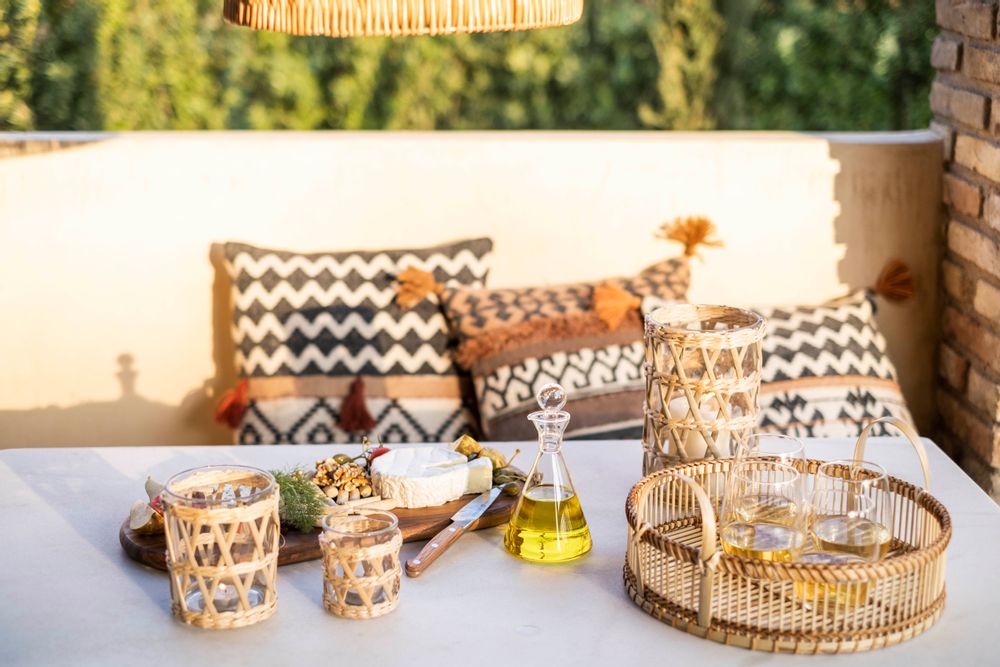 Food storage - BAMBOO TRAY WITH HANDLES Ø30X14 MS21503 - ANDREA HOUSE