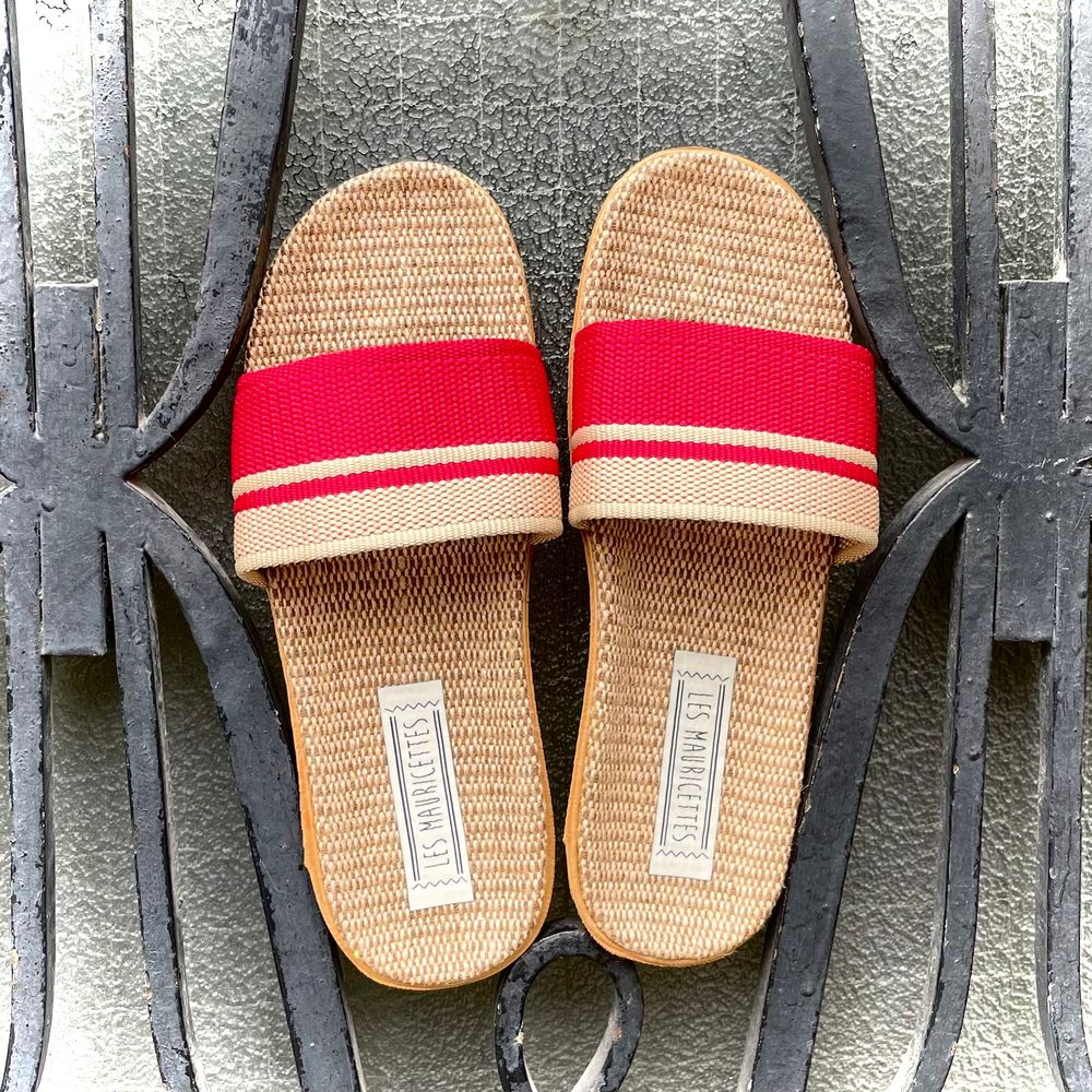 Loungewear - Les Mauricettes de Jacinthe, red women's slides - LES MAURICETTES