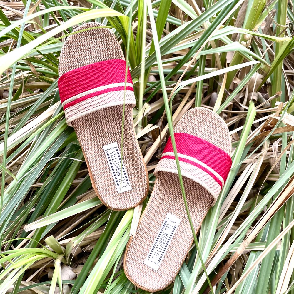 Loungewear - Les Mauricettes de Jacinthe, red women's slides - LES MAURICETTES