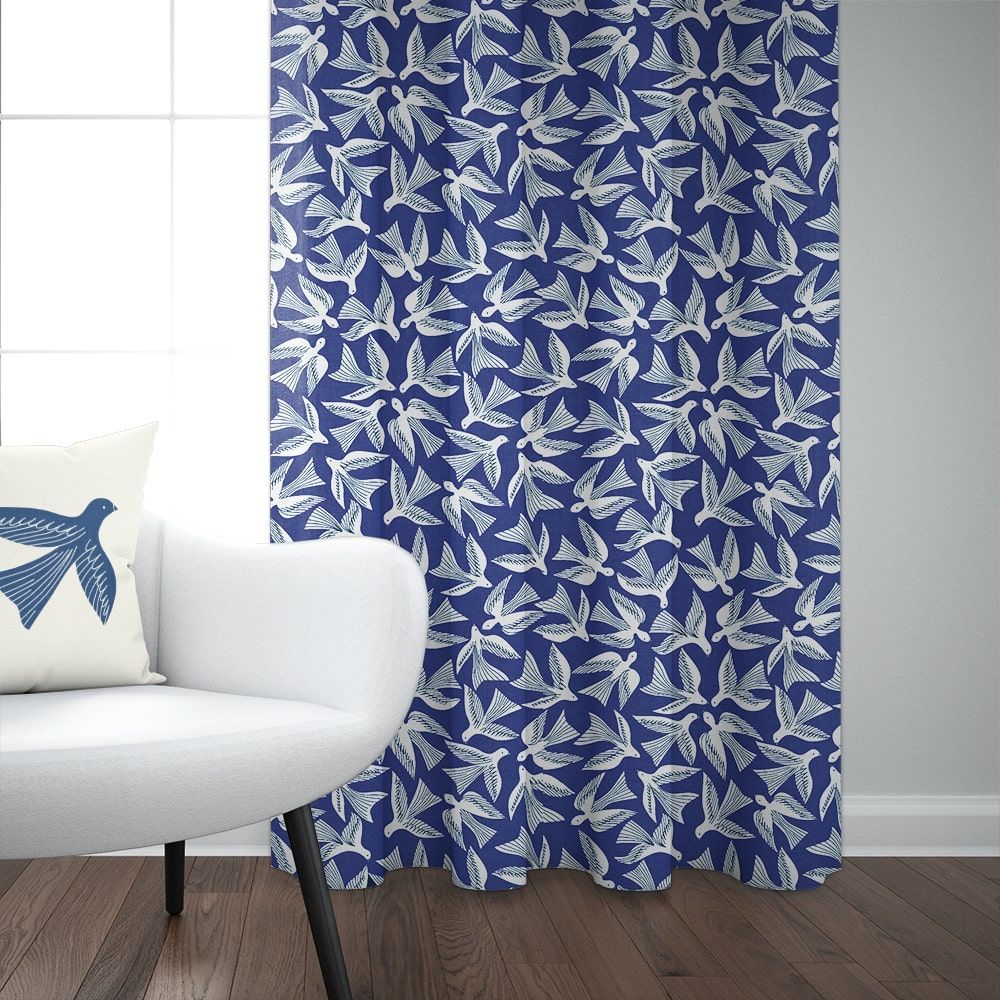 Curtains and window coverings - Bakea Encre Cotton Curtain - LA MAISON JEAN-VIER