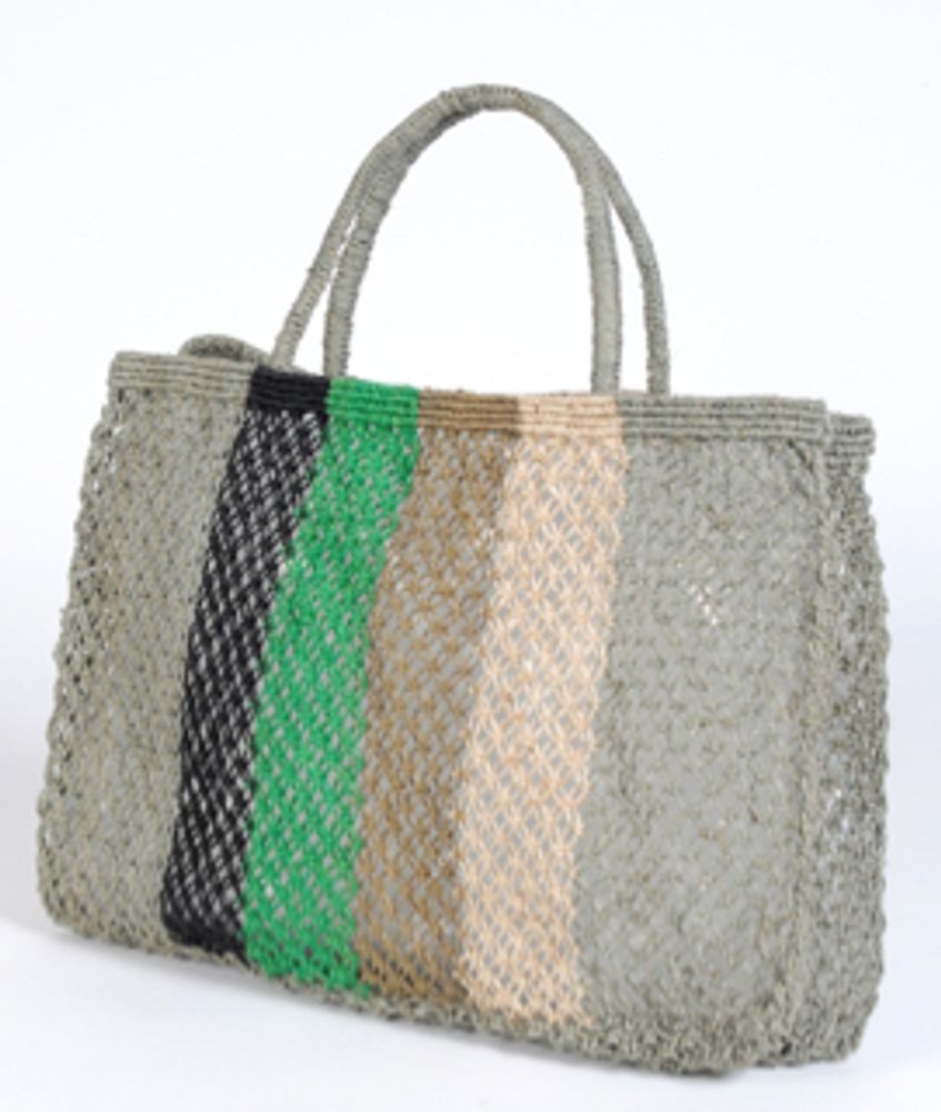 Bags and totes - Jute macrame bag with vertical stripes - MAISON BENGAL