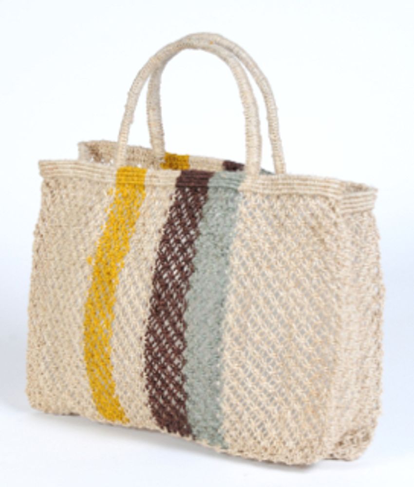 Bags and totes - Jute macrame bag with vertical stripes - MAISON BENGAL