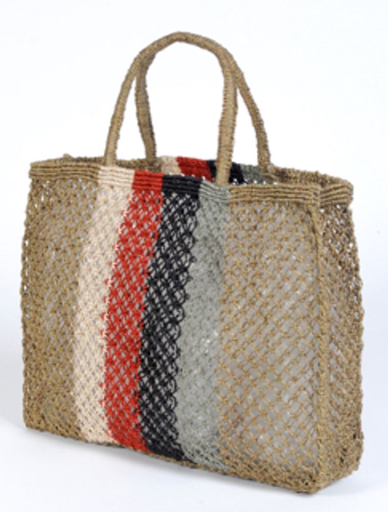 Bags and totes - Jute macrame bag with vertical stripes - MAISON BENGAL