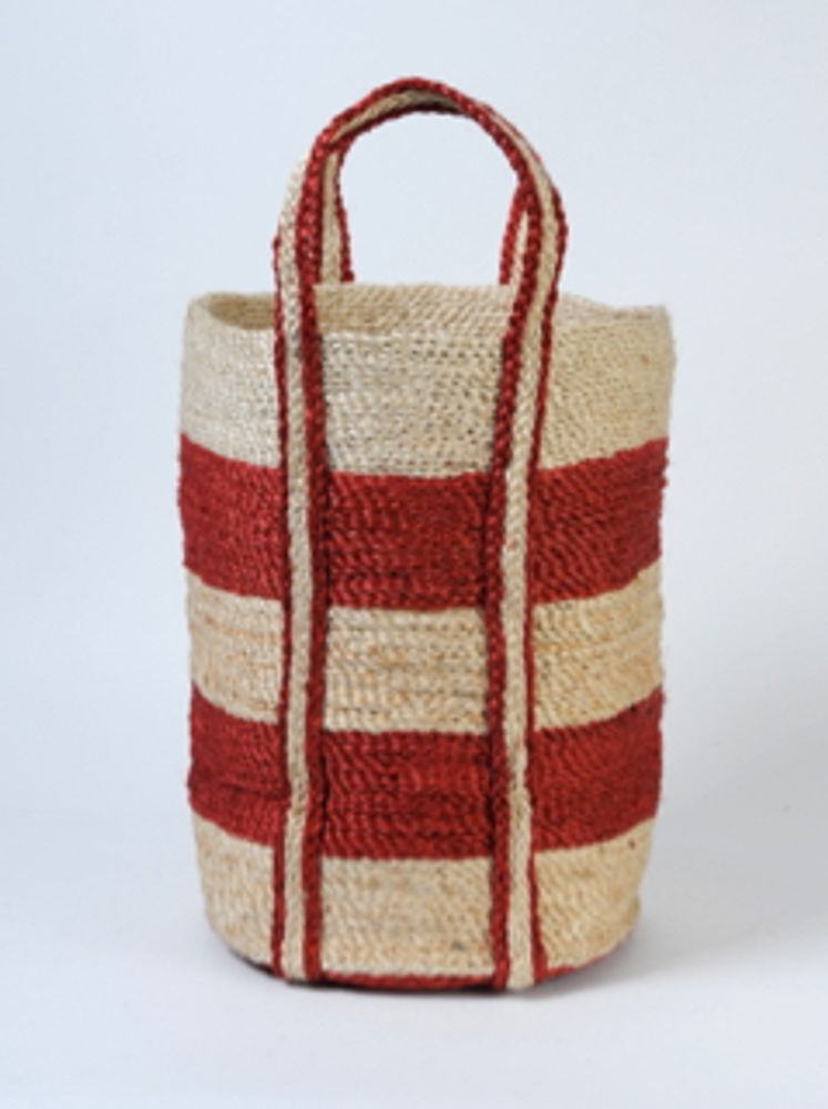 Bathroom storage - Small round striped jute basket - MAISON BENGAL