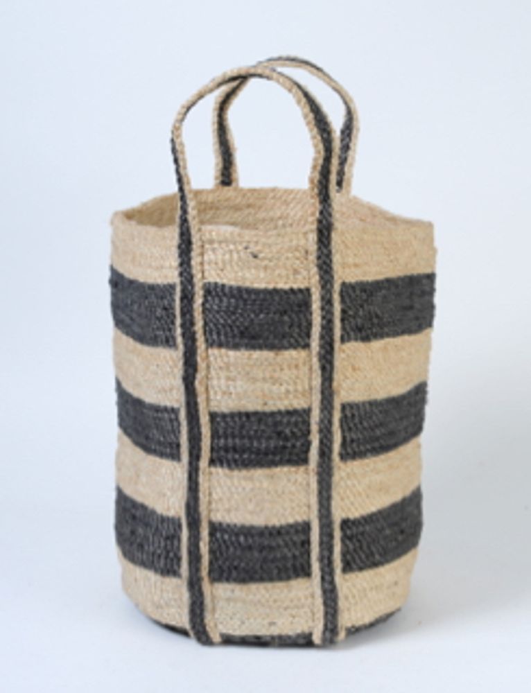 Bathroom storage - Small round striped jute basket - MAISON BENGAL
