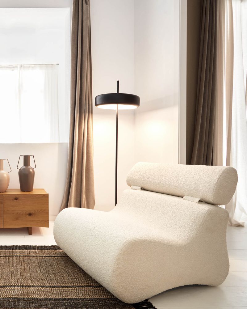 Assises pour bureau - Fauteuil Club tissu à bouclette blanc - KAVE HOME