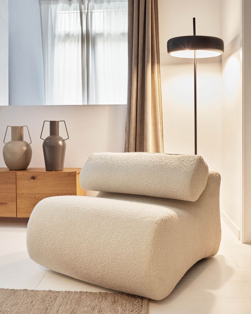 Assises pour bureau - Fauteuil Club tissu à bouclette blanc - KAVE HOME