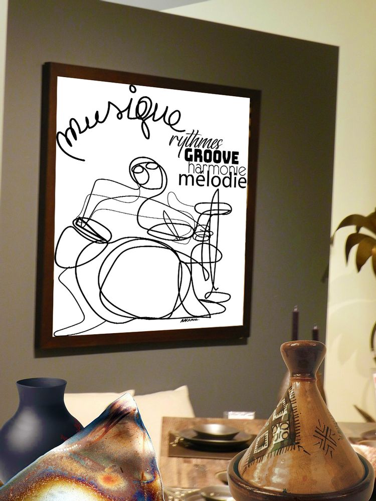 Poster - “MUSIC DRUM” Line Art Limited Editions - L'ATELIER D'ANGES HEUREUX