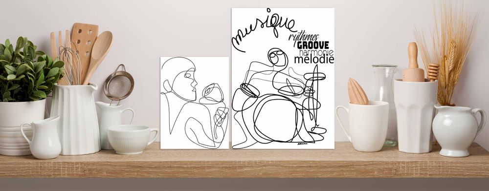 Poster - “MUSIC DRUM” Line Art Limited Editions - L'ATELIER D'ANGES HEUREUX